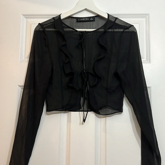 Semi-sheer Mesh Tie-top - Picture 2 of 3